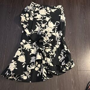 H&M Black and White Asymmetrical Midi Skirt